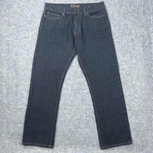 VTG Plugg Jeans Mens 32x30‎ Black Straight Leg Flap Pockets Stretch Y2K Denim